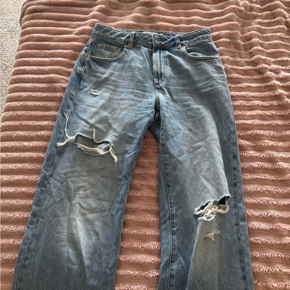 Garage Blue Relaxed Jeans with Distressed Details